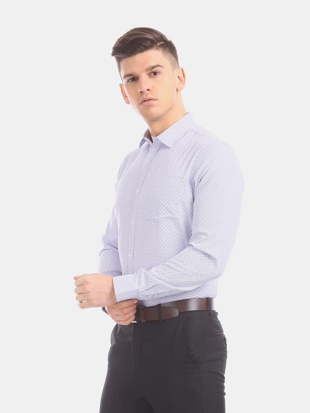 

Excalibur Men Pack of 2 Printed Formal Shirt, Blue