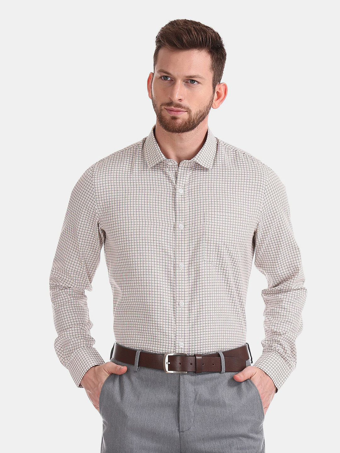 

Excalibur Men Grey Checked Casual Shirt