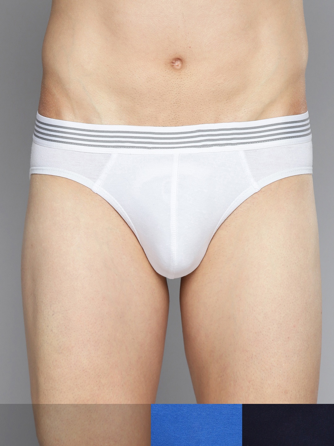 

Mast & Harbour Men Pack Of 3 Solid Basic Cut Briefs, Blue