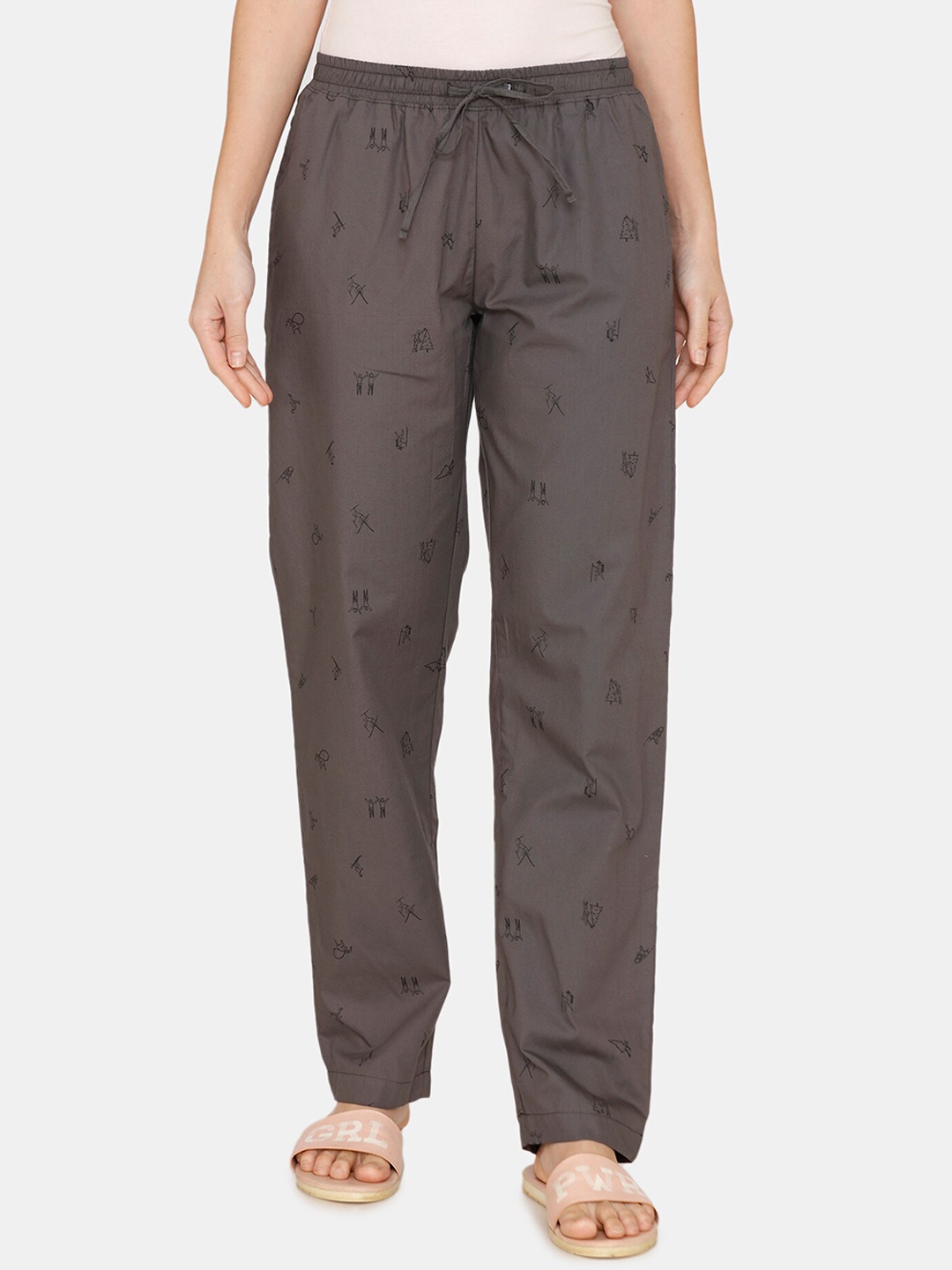 

Coucou by Zivame Women Brown Printed Mid-Rise Cotton Lounge Pants