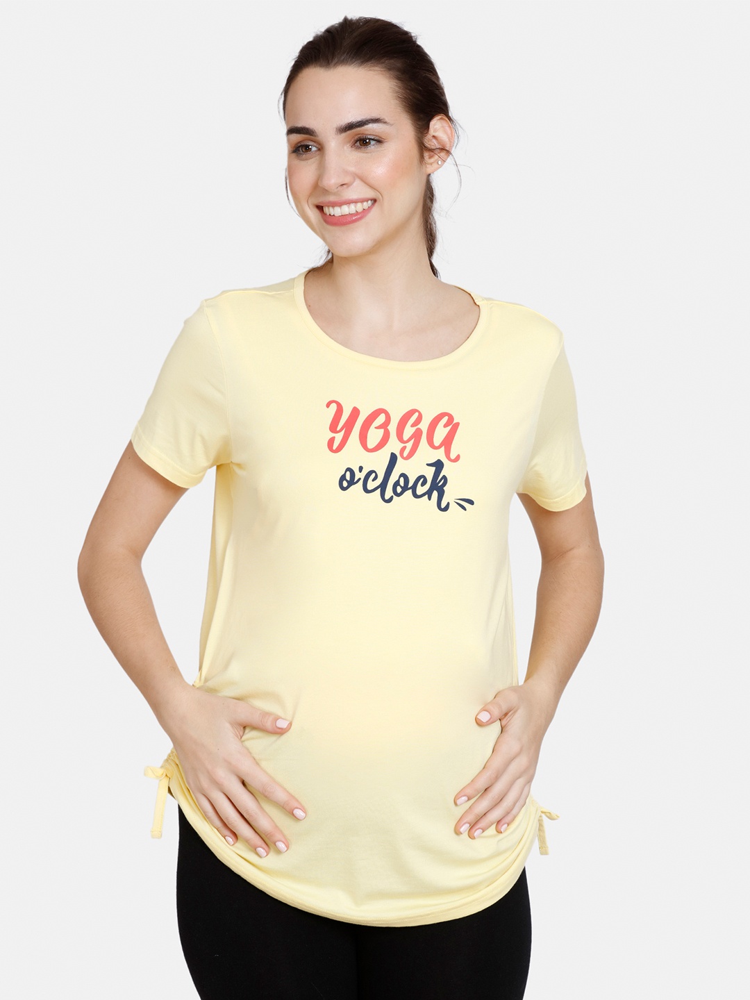 

Coucou by Zivame Women Yellow Typography Printed Maternity Lounge T-shirt