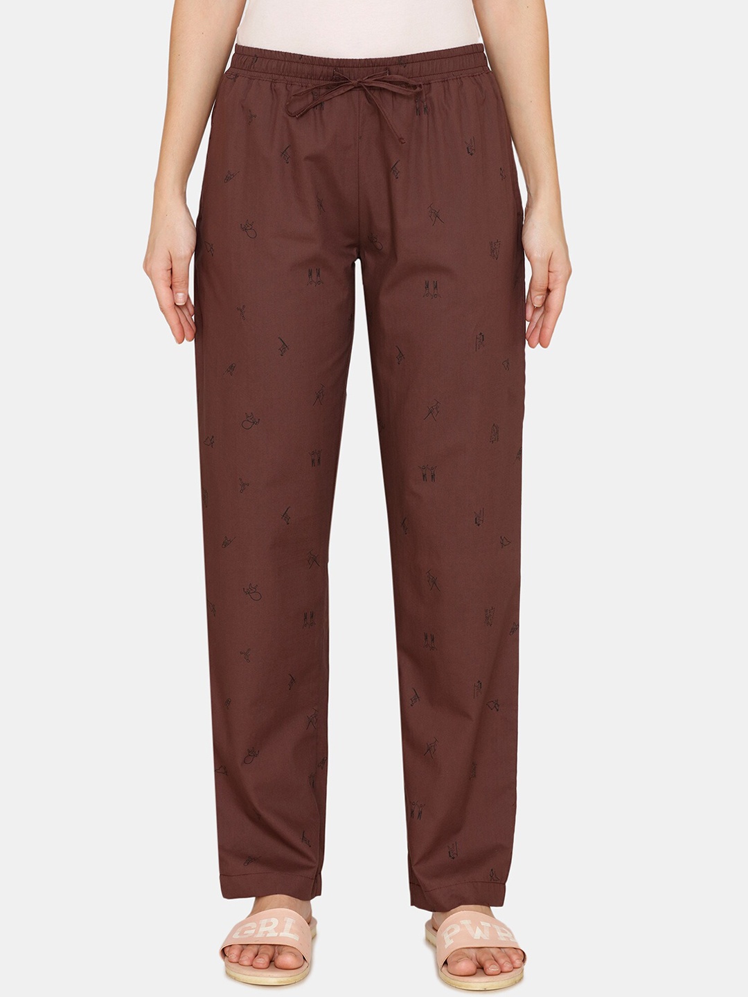 

Coucou by Zivame Women Brown Printed Cotton Lounge Pants