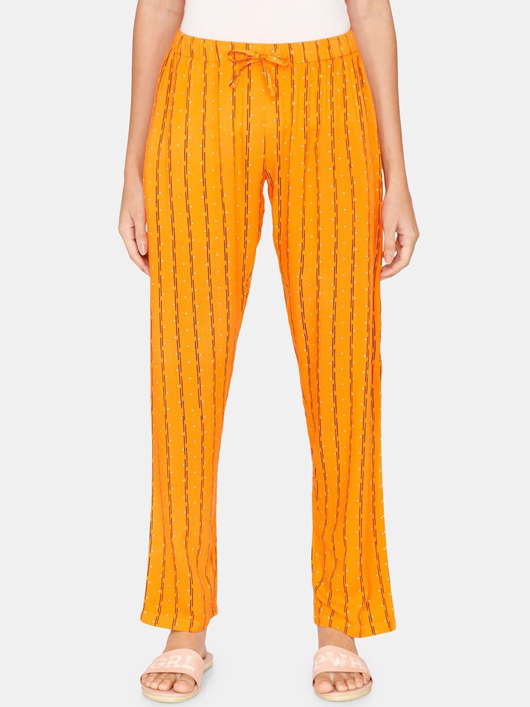 

Coucou by Zivame Women Orange Striped Pyjama