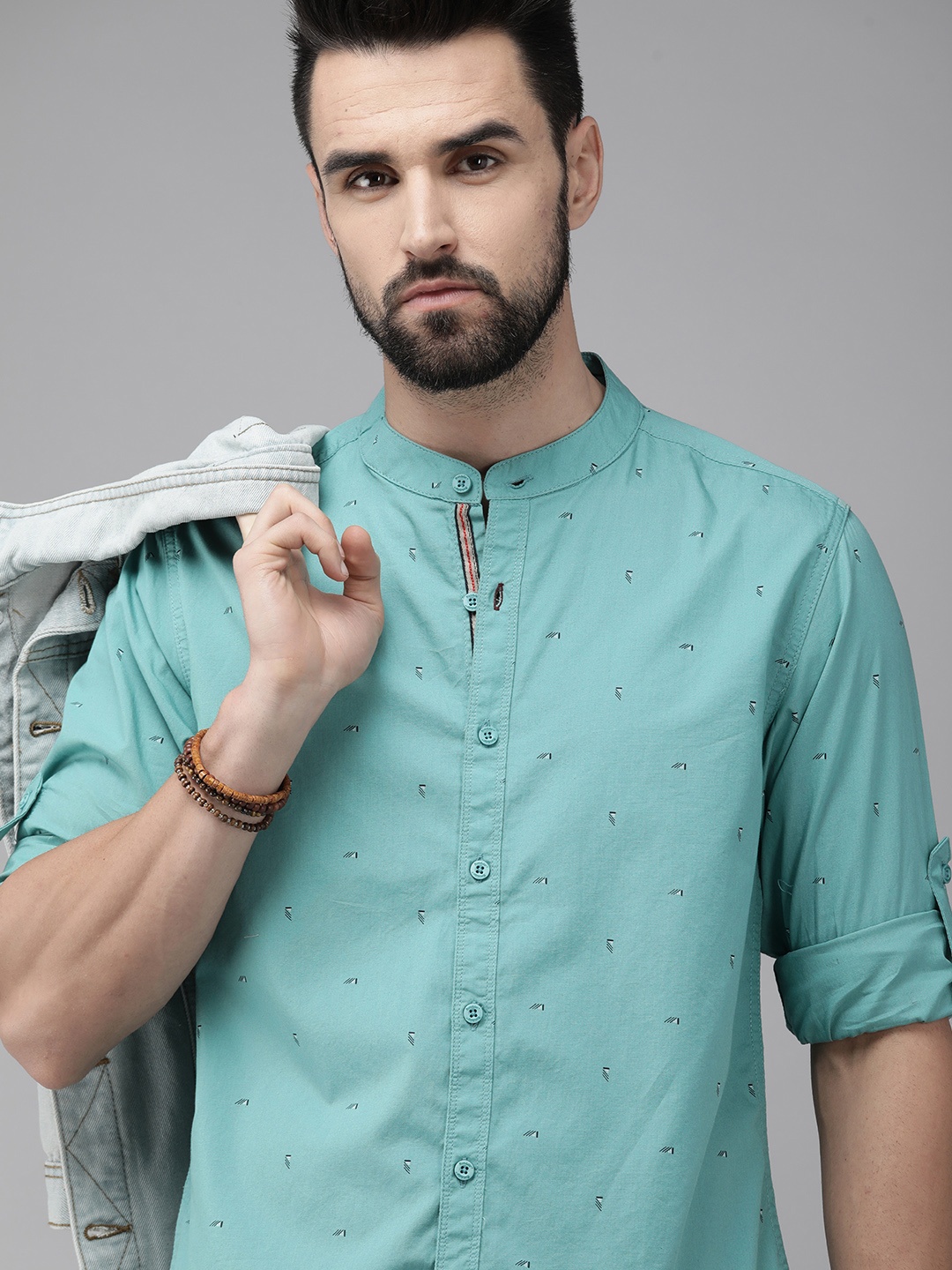 

The Roadster Lifestyle Co. Men Blue Printed Pure Cotton Casual Shirt