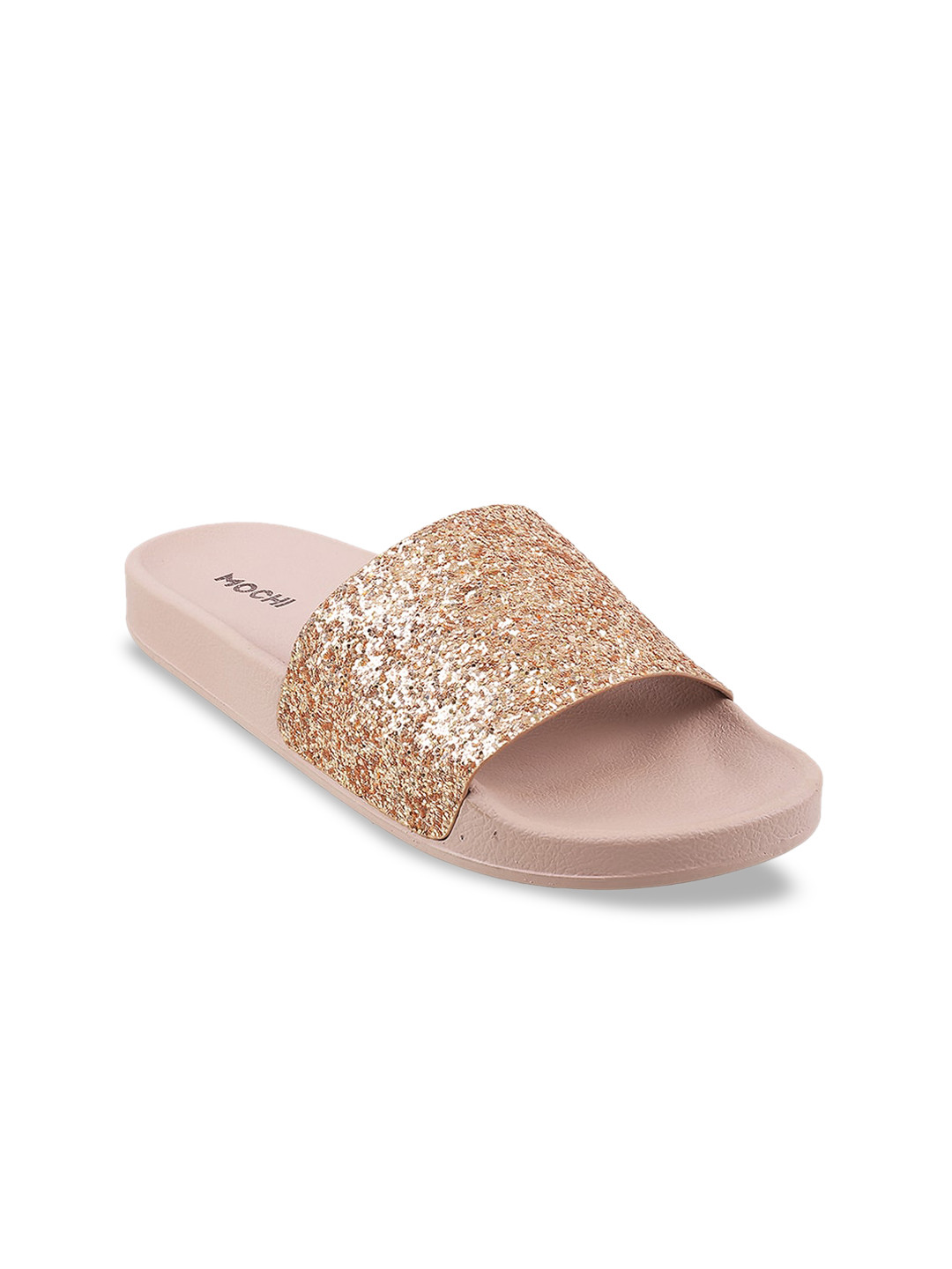 

Mochi Women Rose Gold Embellished Open Toe Flats