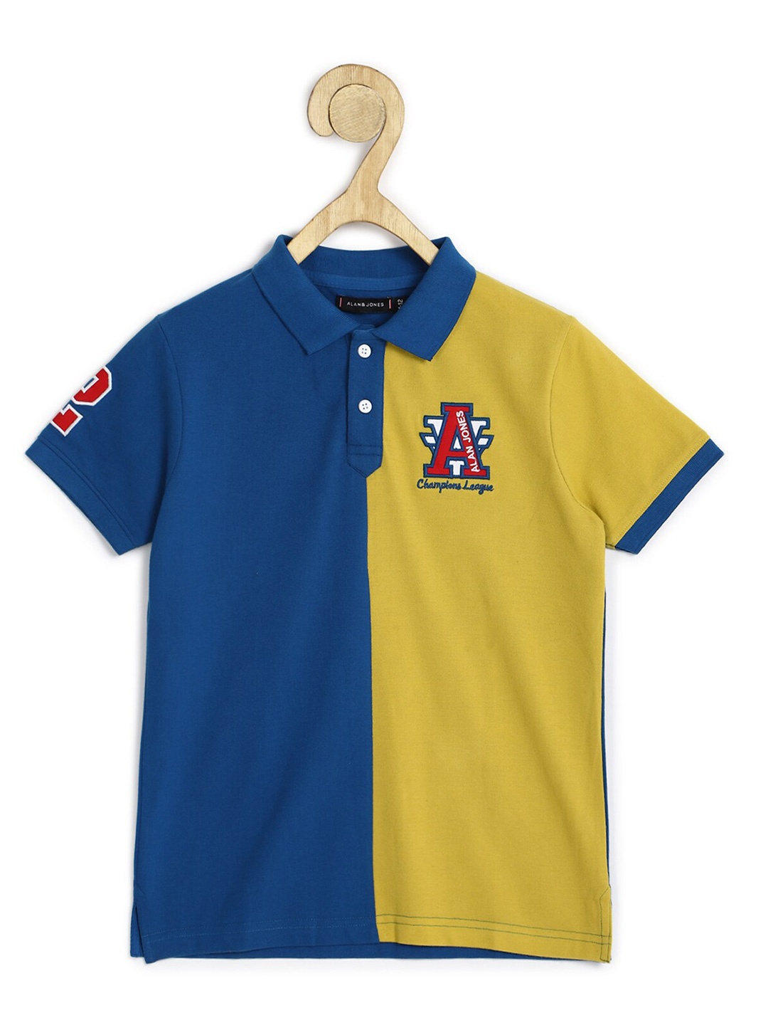 

Alan Jones Boys Blue & Yellow Colourblocked Polo Collar T-shirt