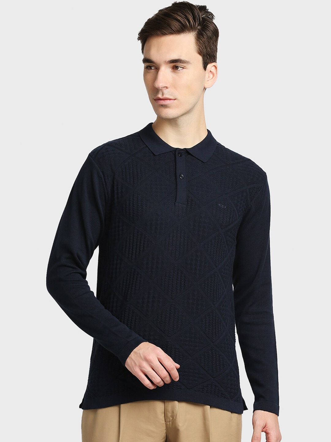 

ColorPlus Men Blue Polo Collar Cotton T-shirt
