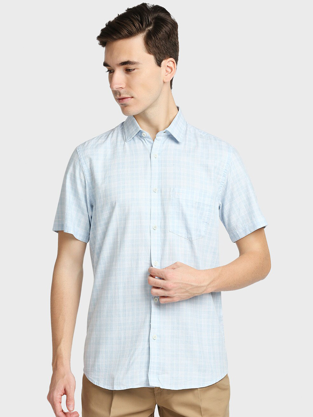 

ColorPlus Men Blue Checked Tailored Fit Casual Shirt