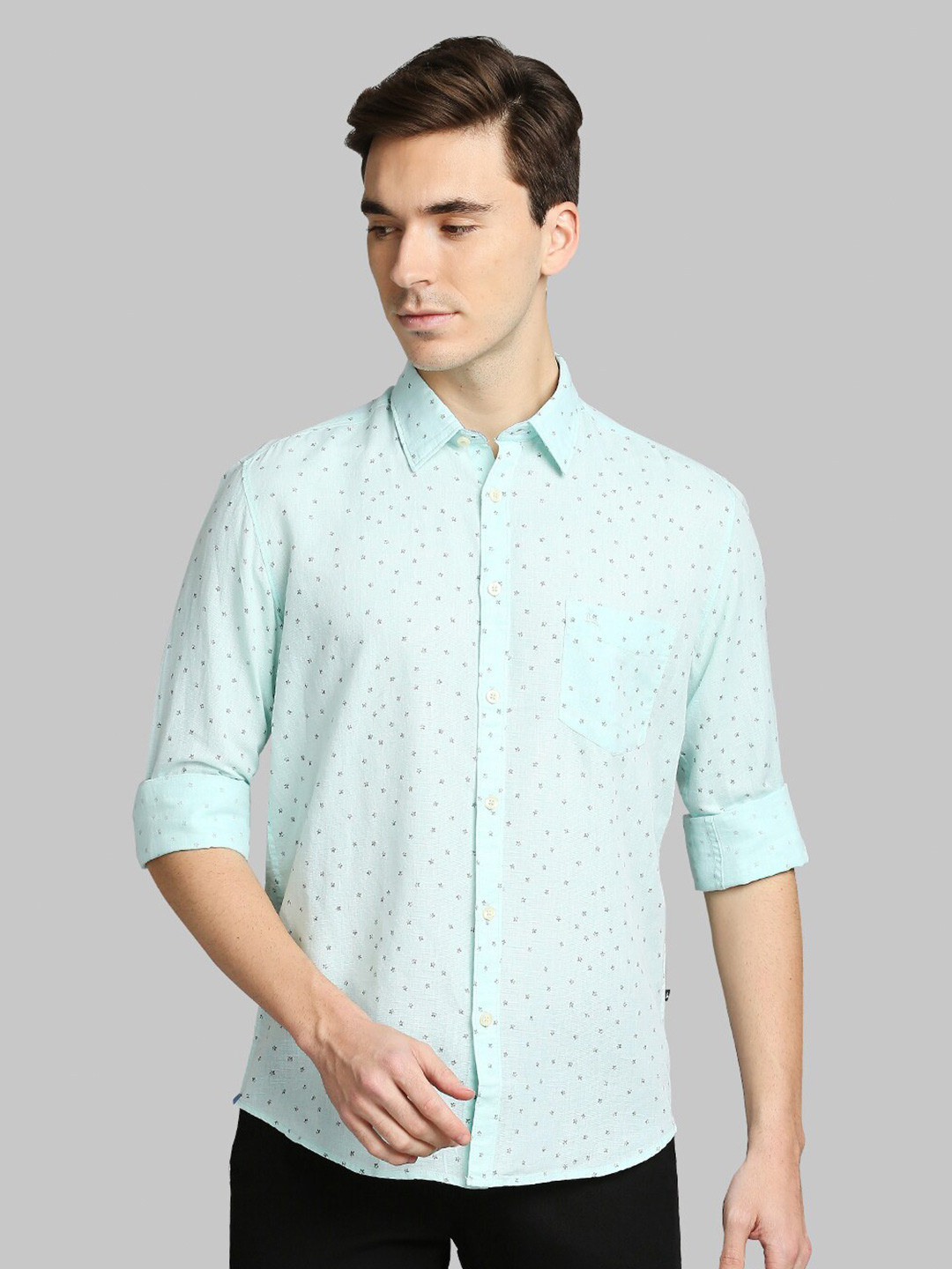 

Parx Men Green Slim Fit Printed Casual Shirt