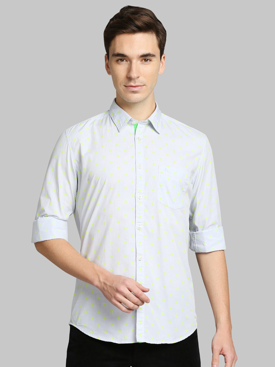 

Parx Men Green Slim Fit Printed Casual Shirt