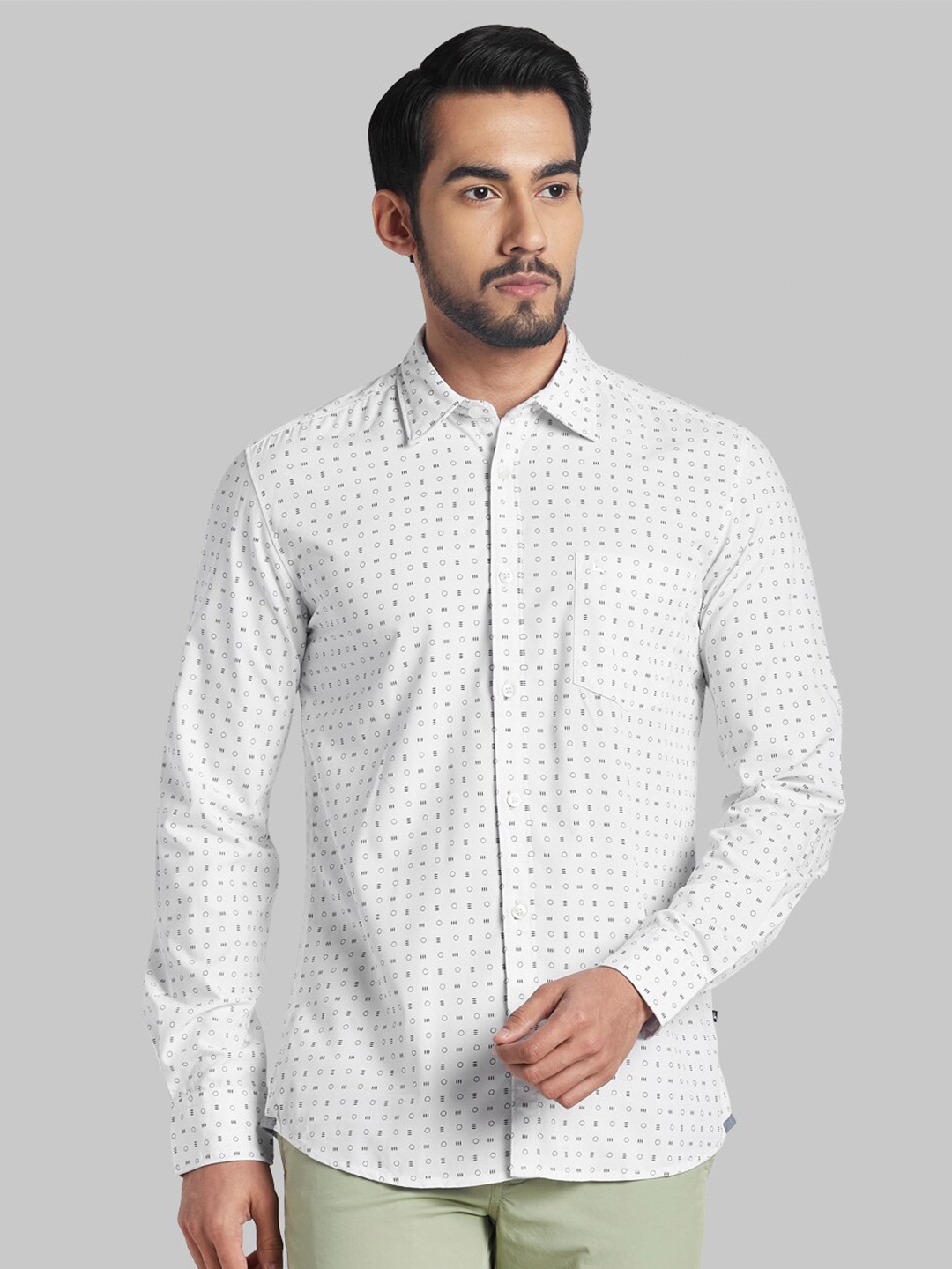 

Parx Men White Slim Fit Printed Casual Shirt