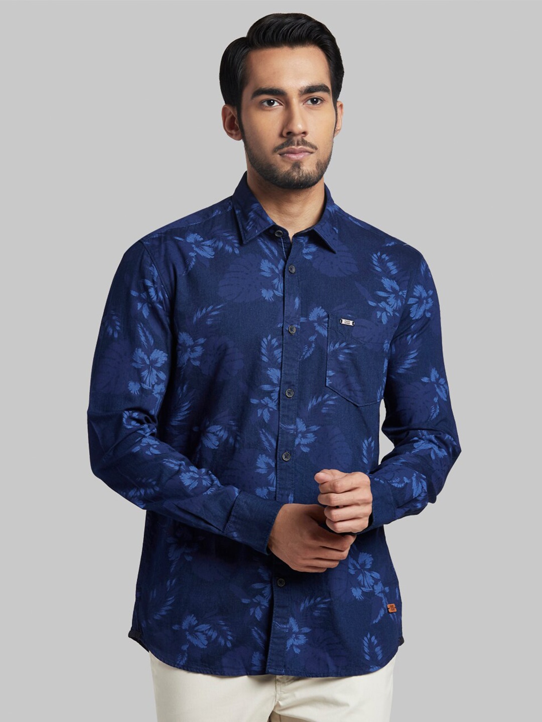 

Parx Men Blue Slim Fit Floral Printed Casual Shirt