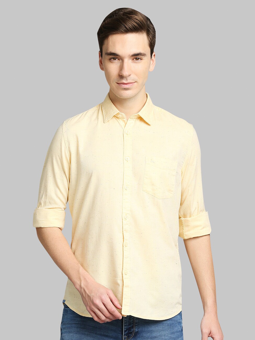 

Parx Men Yellow Slim Fit Printed Casual Shirt