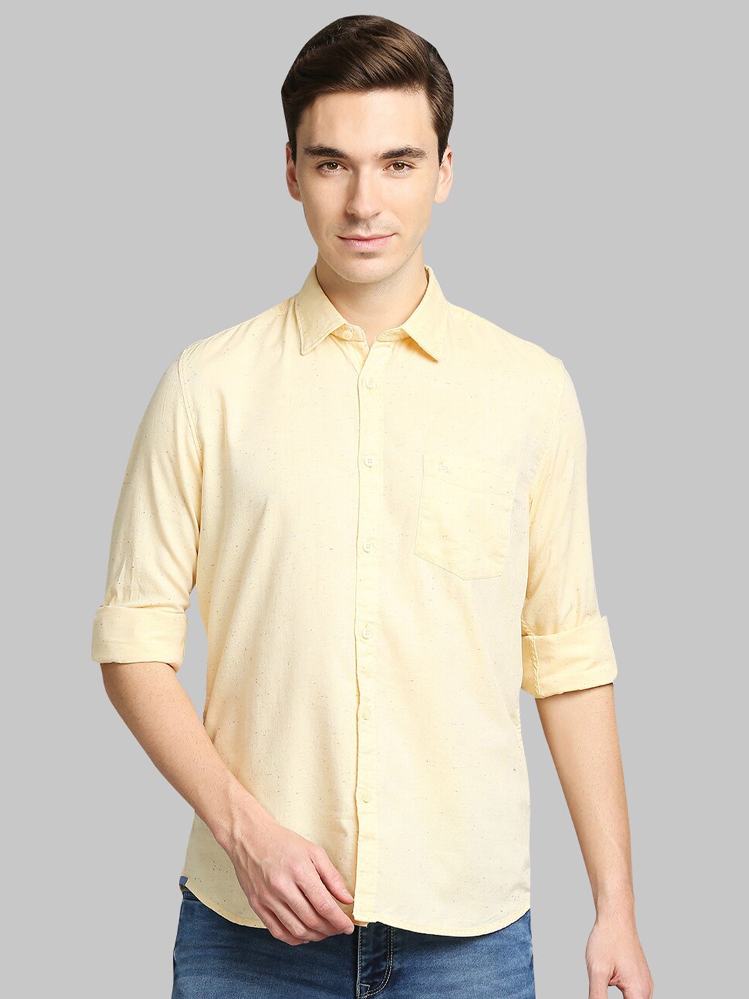 

Parx Men Yellow Slim Fit Printed Casual Shirt