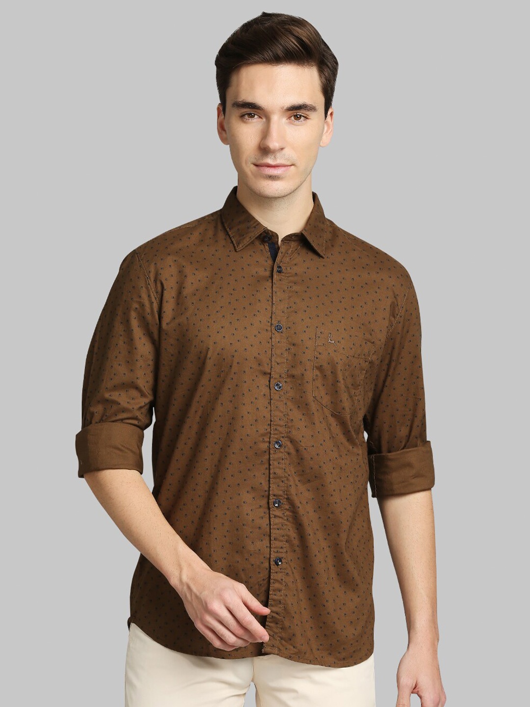 

Parx Men Yellow Micro Ditsy Printed Slim Fit Casual Shirt