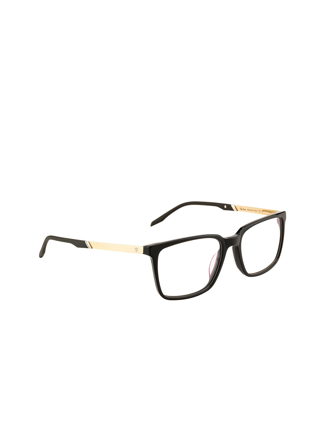 

Ted Smith Unisex Black & Gold-Toned Full Rim Wayfarer Frames Eyeglasses