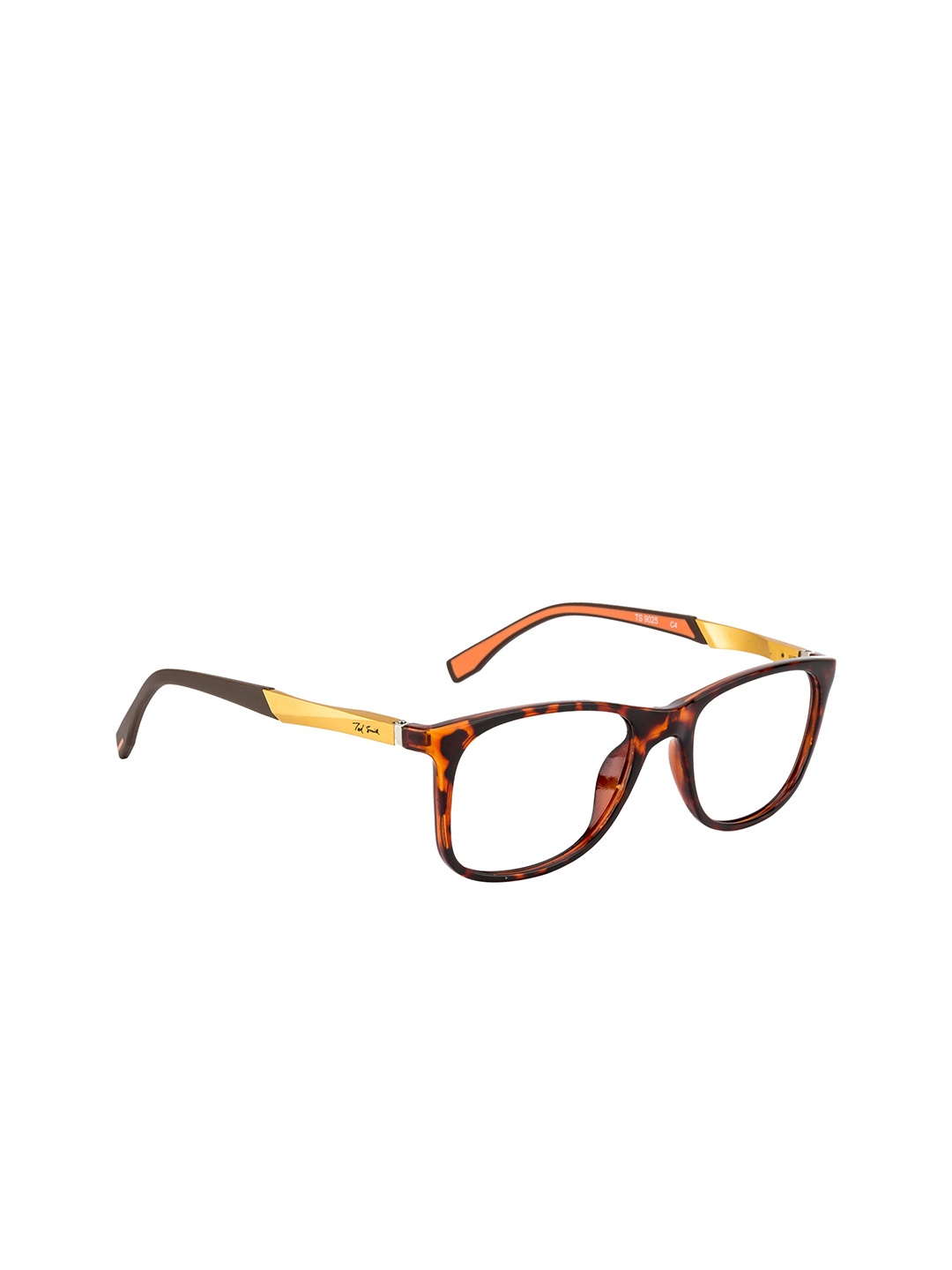 

Ted Smith Unisex Brown & Gold-Toned Full Rim Wayfarer Frames Eyeglasses