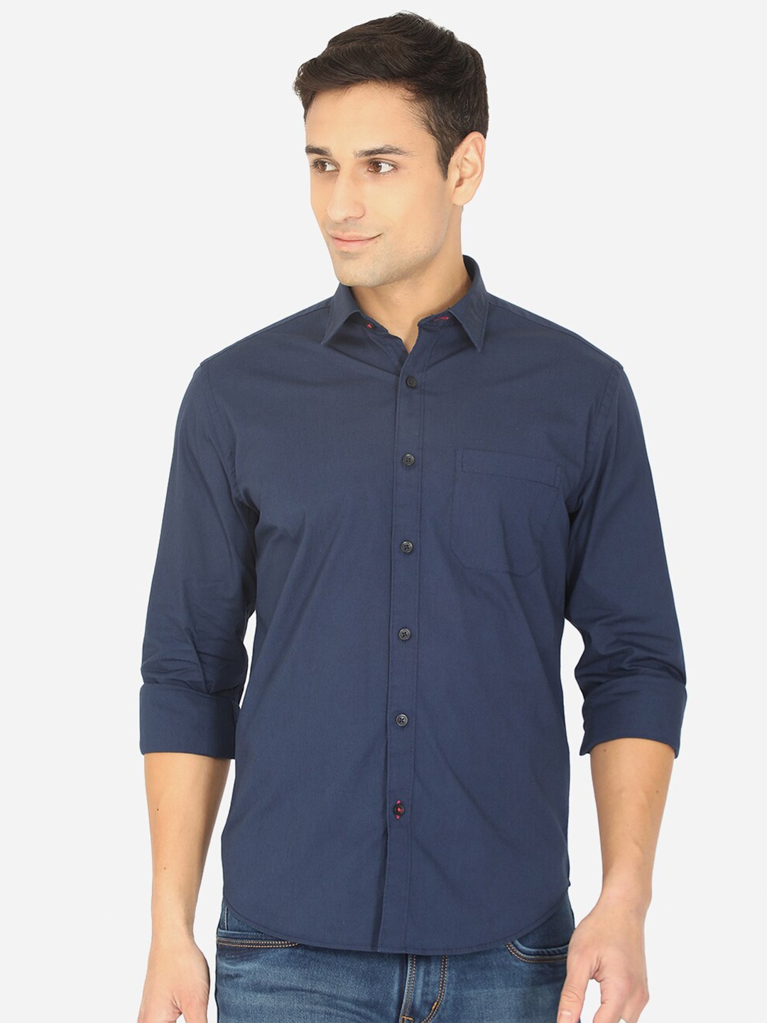 

Greenfibre Men Solid Pure Cotton Casual Shirt, Navy blue