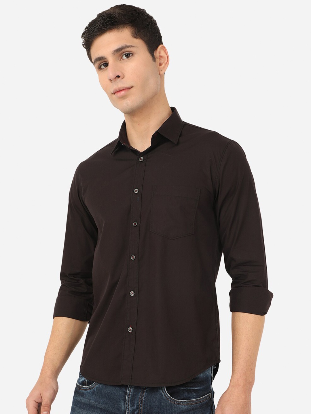 

Greenfibre Men Slim Fit Pure Cotton Casual Shirt, Black