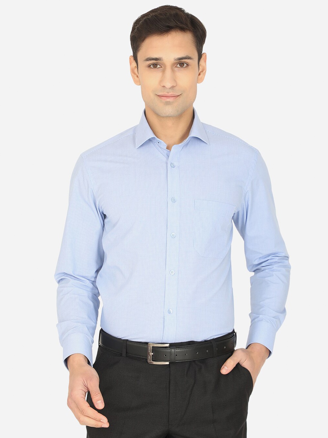 

Greenfibre Men Blue Slim Fit Checked Formal Shirt