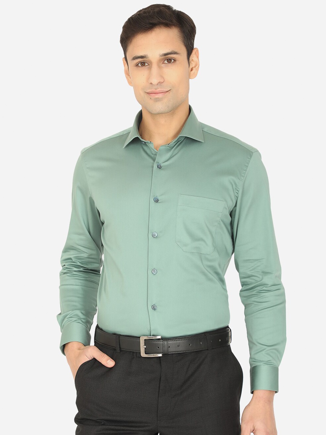 

Greenfibre Men Green Slim Fit Formal Shirt
