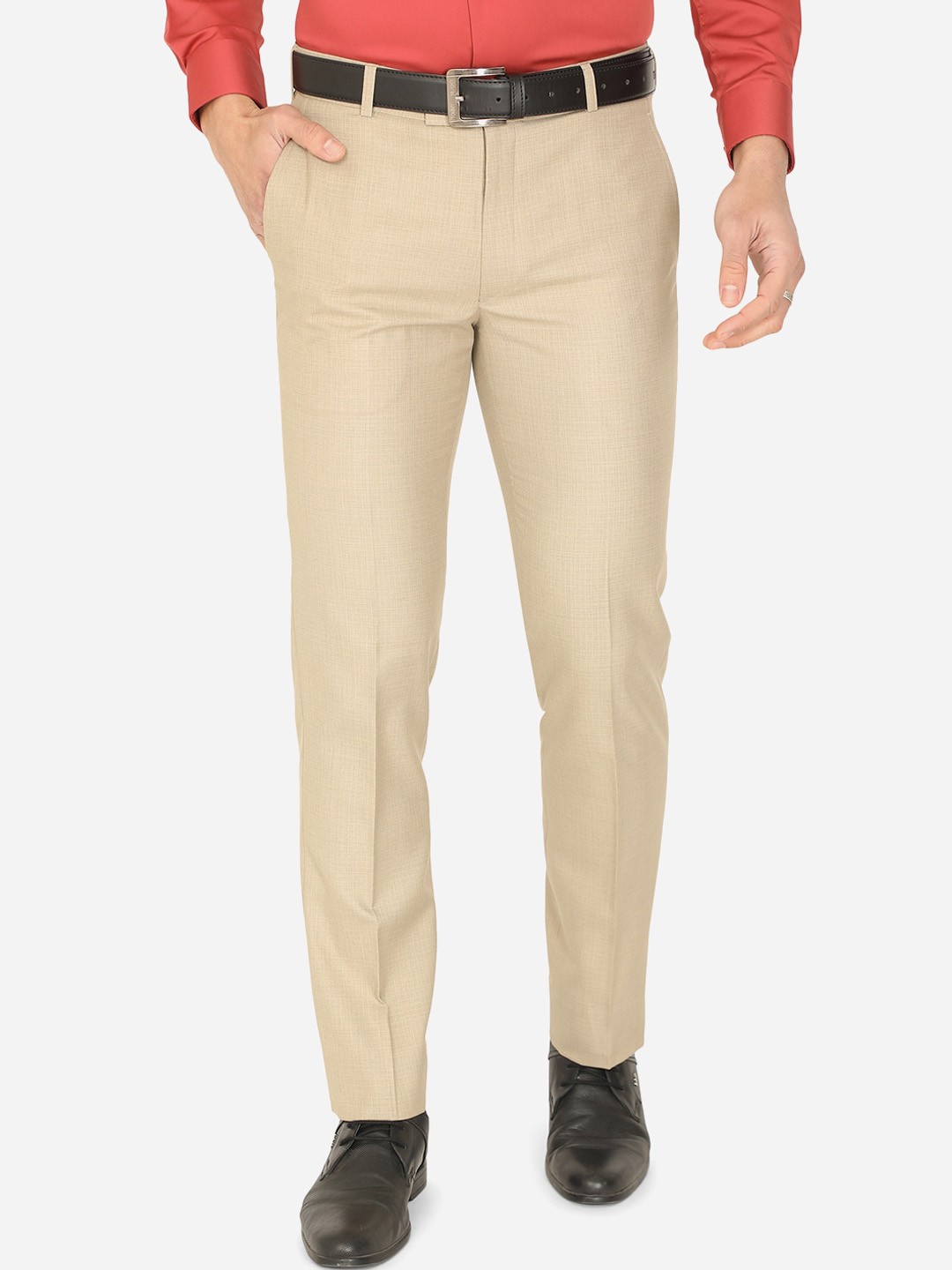 

Greenfibre Men Beige Slim Fit Easy Wash Trousers
