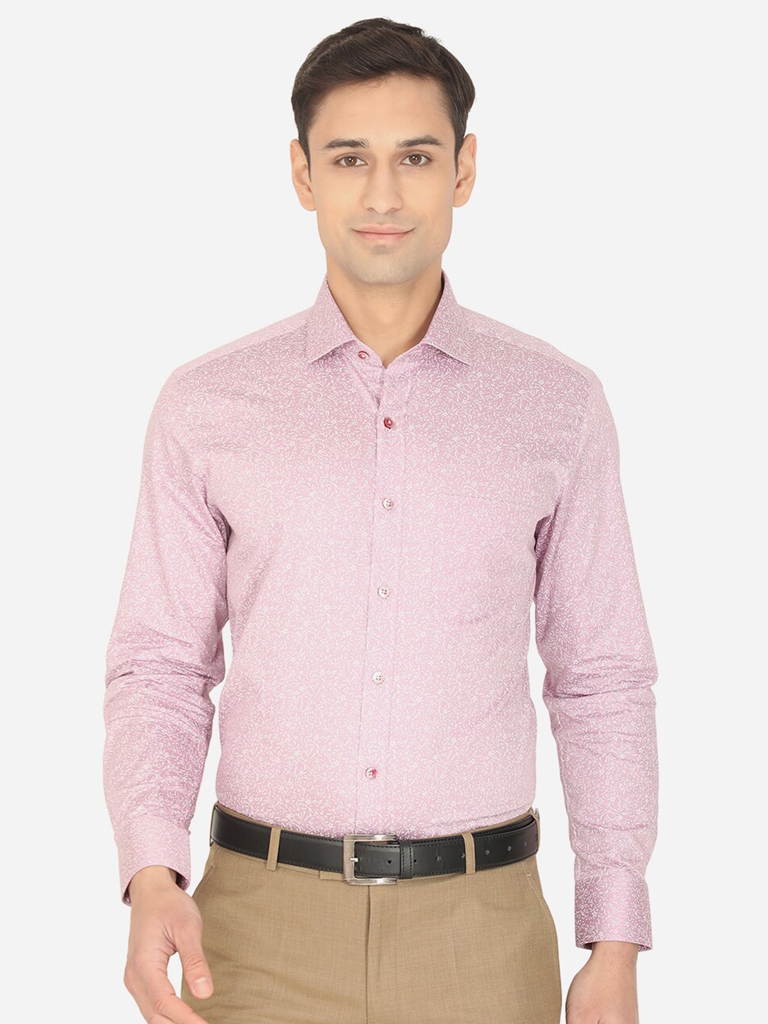 

Greenfibre Men Pink Slim Fit Printed Formal Shirt