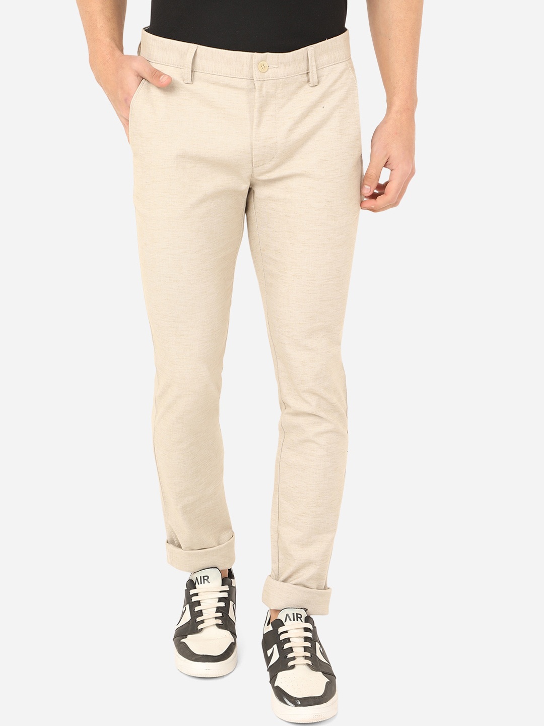 

Greenfibre Men Khaki Slim Fit Easy Wash Pure Cotton Trousers