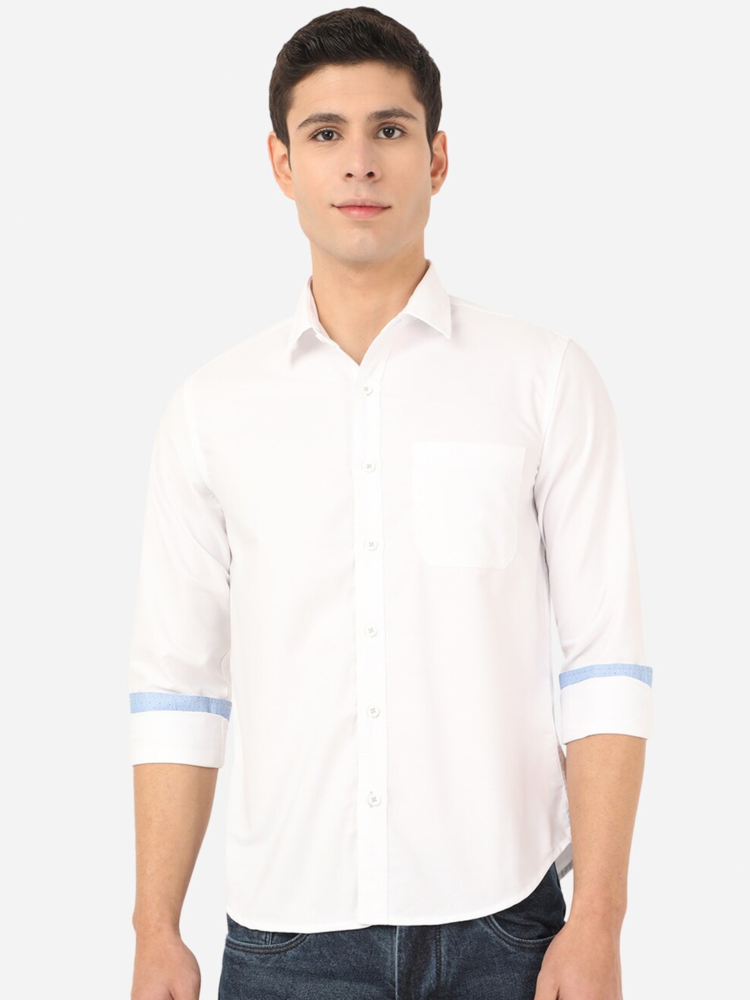 

Greenfibre Men White Slim Fit Pure Cotton Casual Shirt