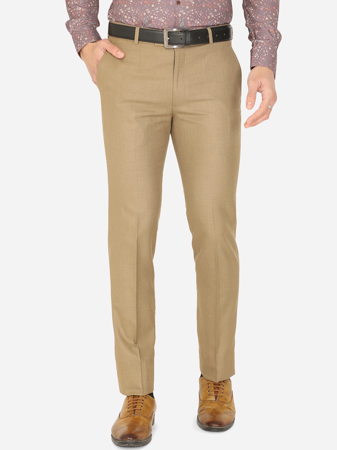 

Greenfibre Men Beige Slim Fit Easy Wash Trousers