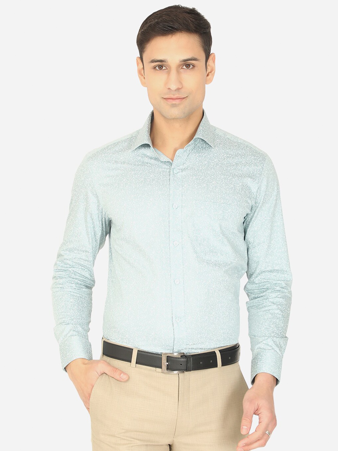

Greenfibre Men Blue Slim Fit Printed Formal Shirt