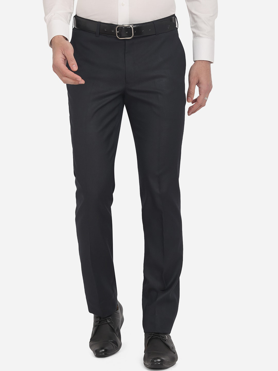 

Greenfibre Men Navy Blue Slim Fit Easy Wash Trousers
