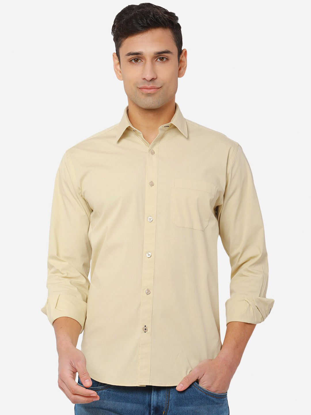 

Greenfibre Men Beige Pure Cotton Casual Shirt