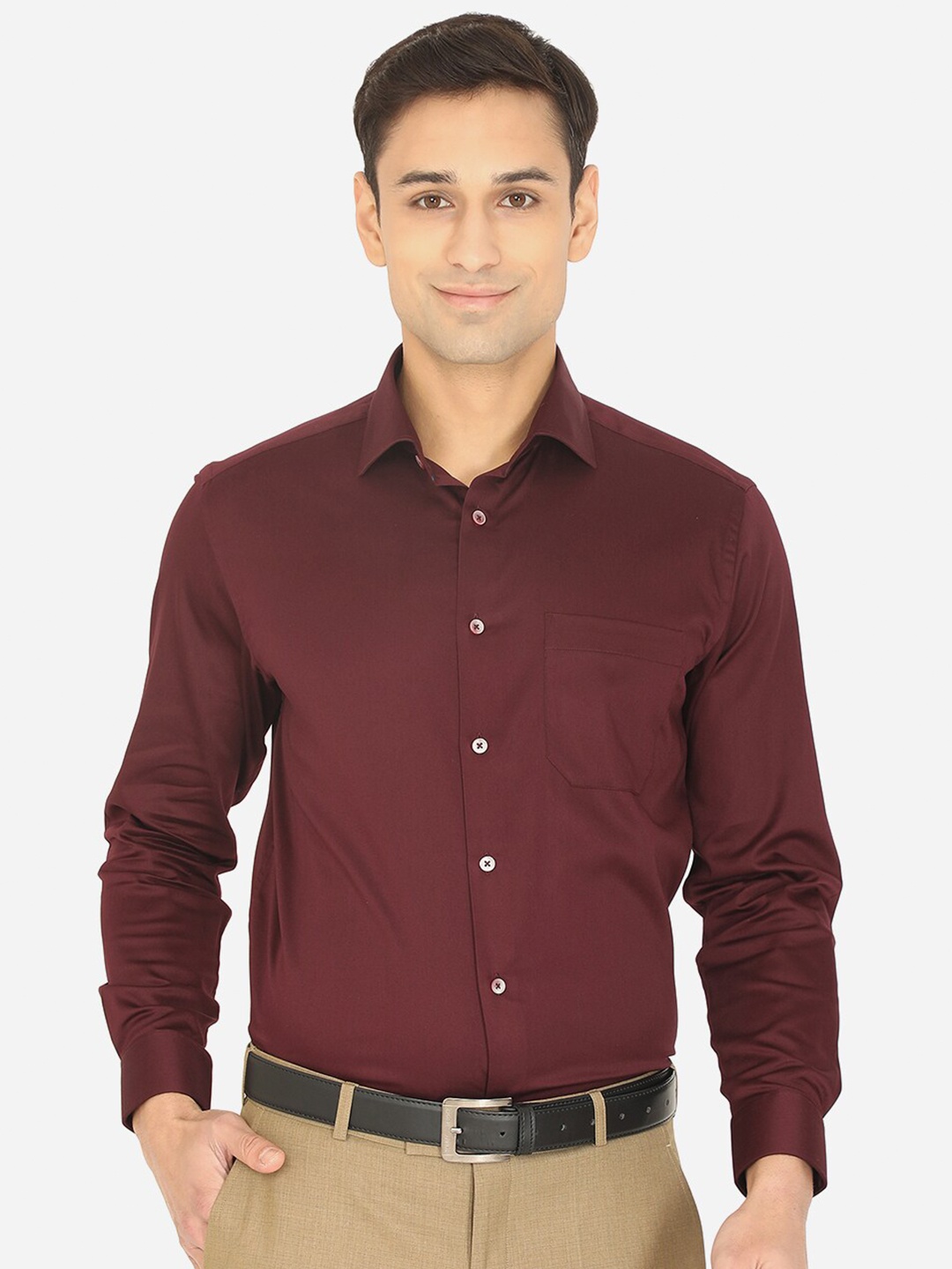 

Greenfibre Men Maroon Slim Fit Formal Shirt