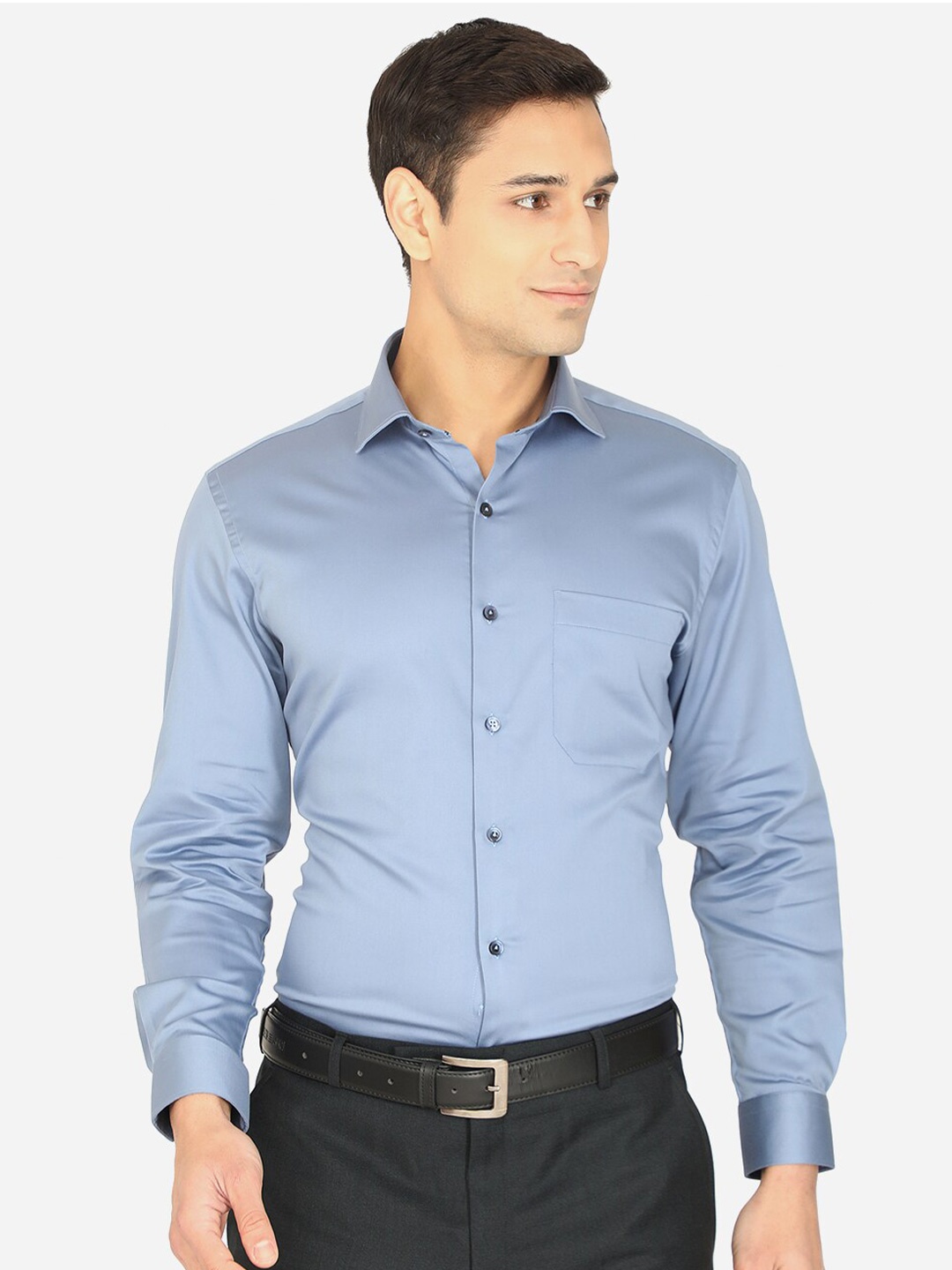 

Greenfibre Men Blue Slim Fit Formal Shirt