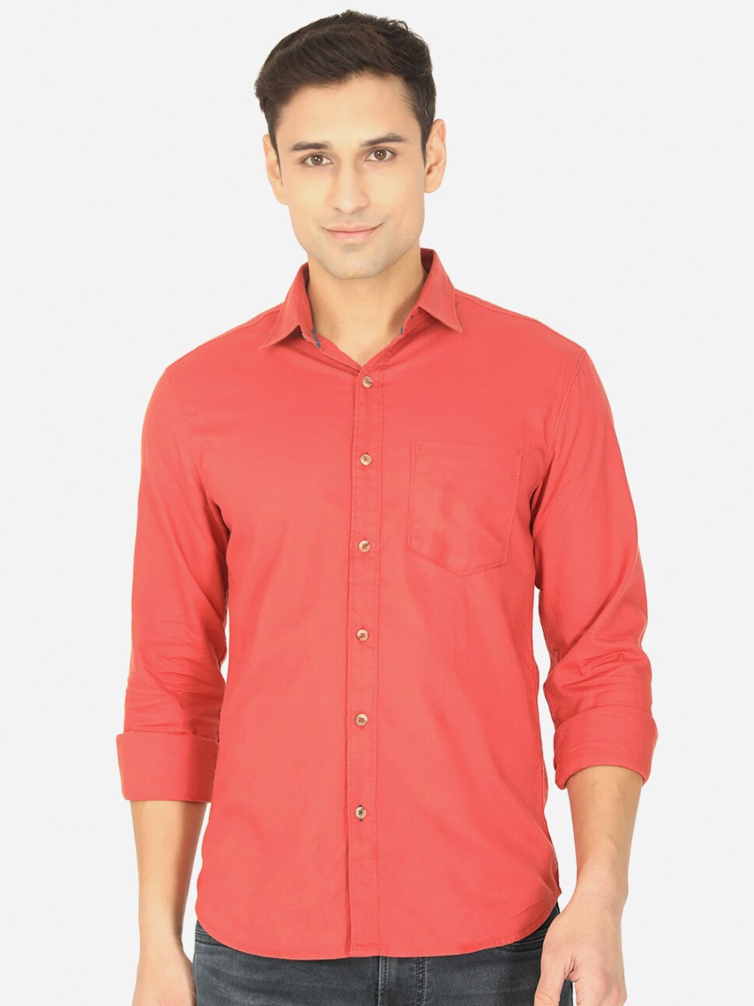 

Greenfibre Men Red Slim Fit Casual Cotton Shirt