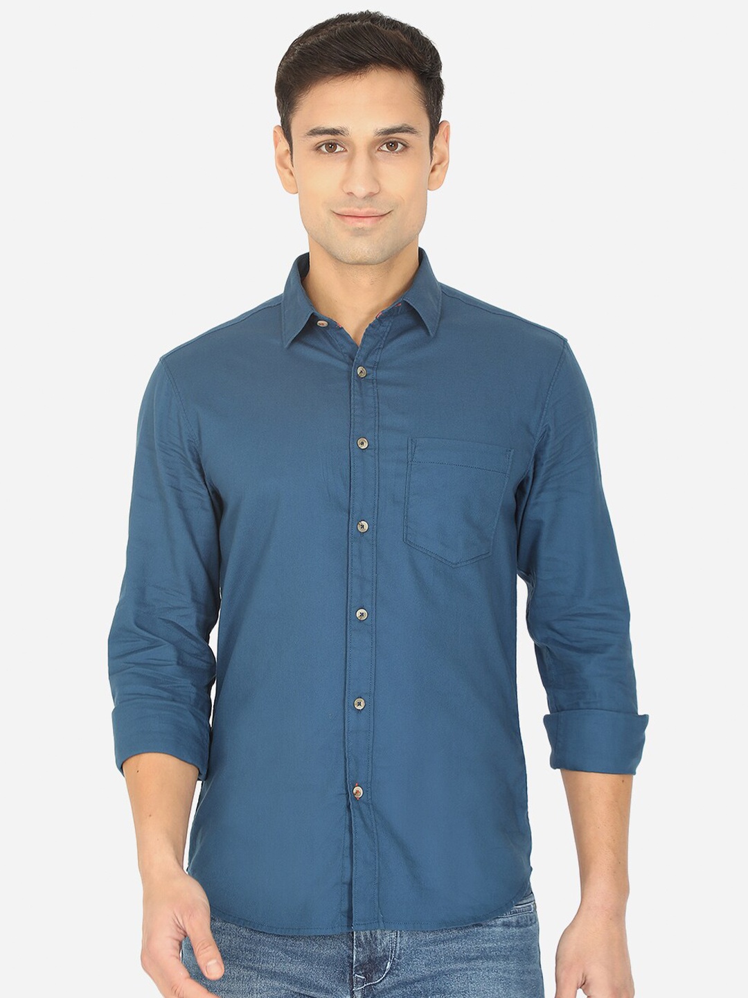 

Greenfibre Men Blue Slim Fit Cotton Casual Shirt