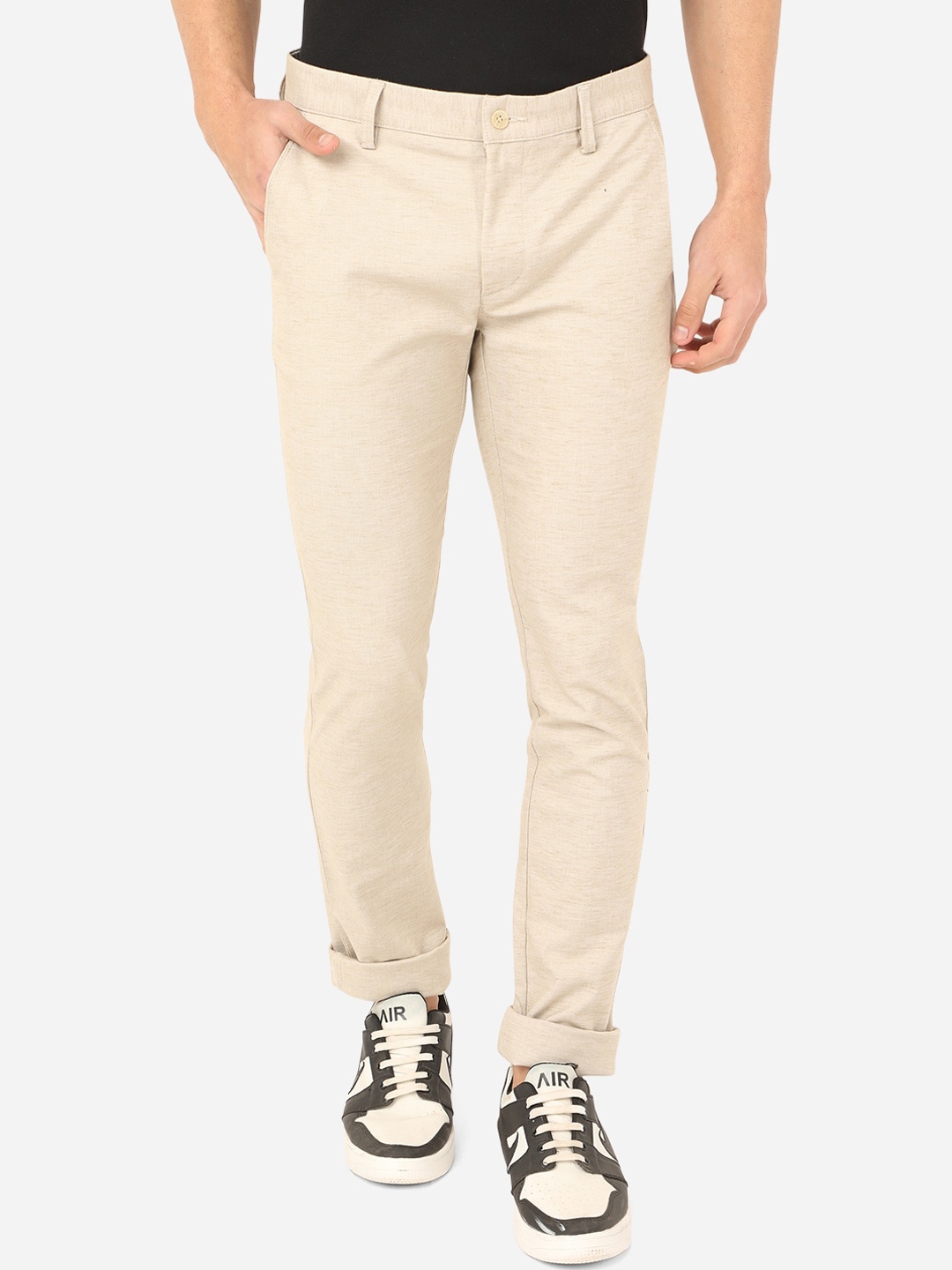 

Greenfibre Men Khaki Slim Fit Easy Wash Trousers
