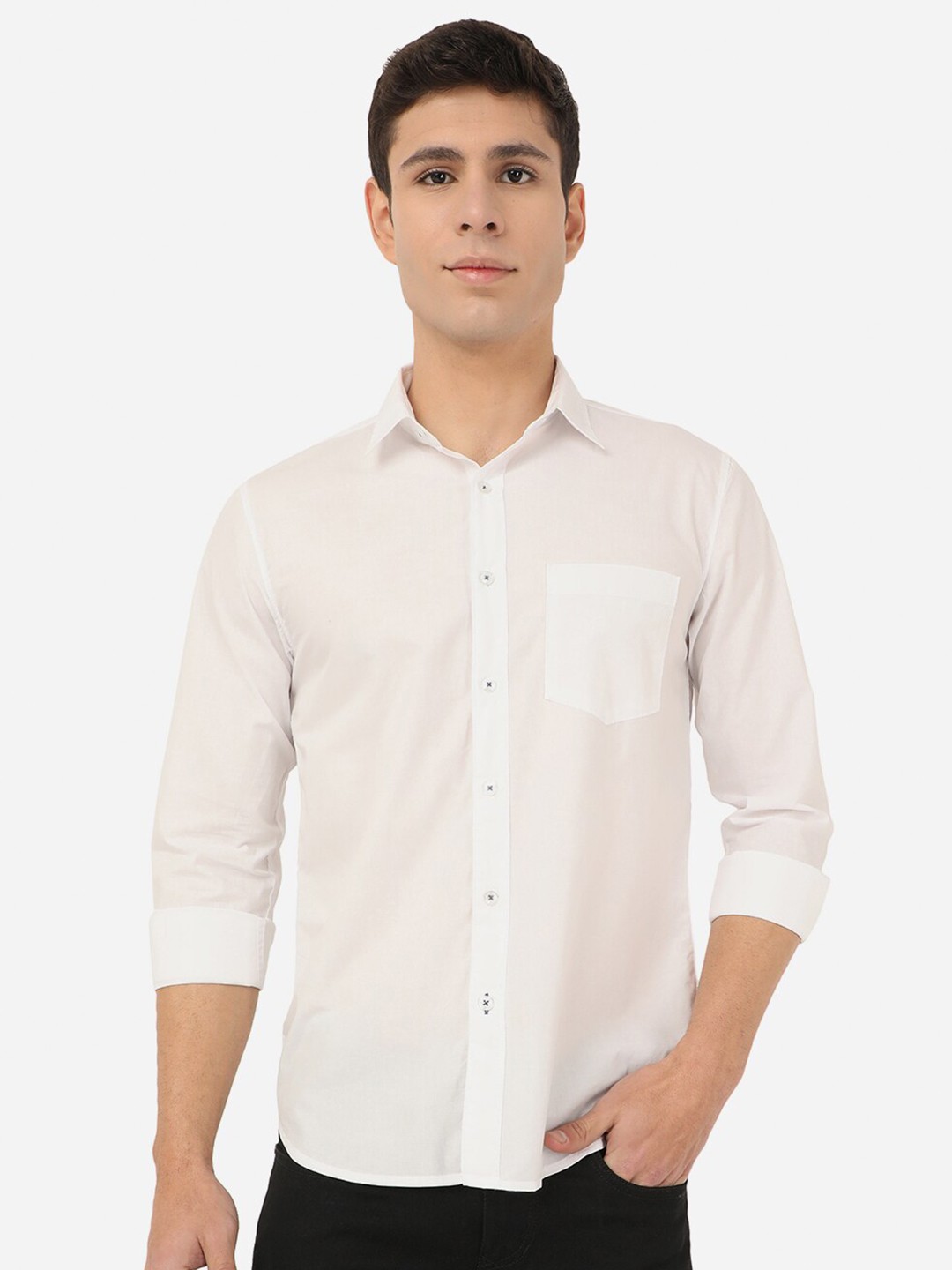

Greenfibre Men Slim Fit Cotton Casual Shirt, White