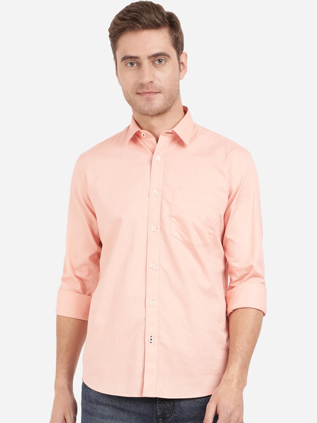 

Greenfibre Men Peach-Coloured Slim Fit Casual Shirt