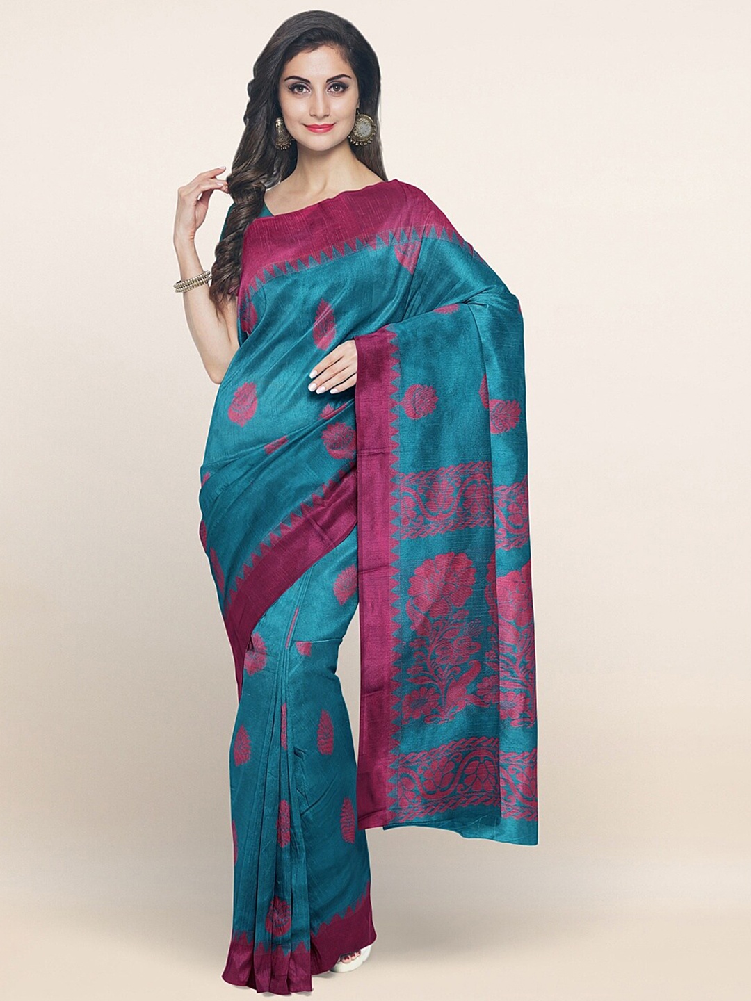 

Pothys Blue & Pink Woven Design Silk Cotton Saree