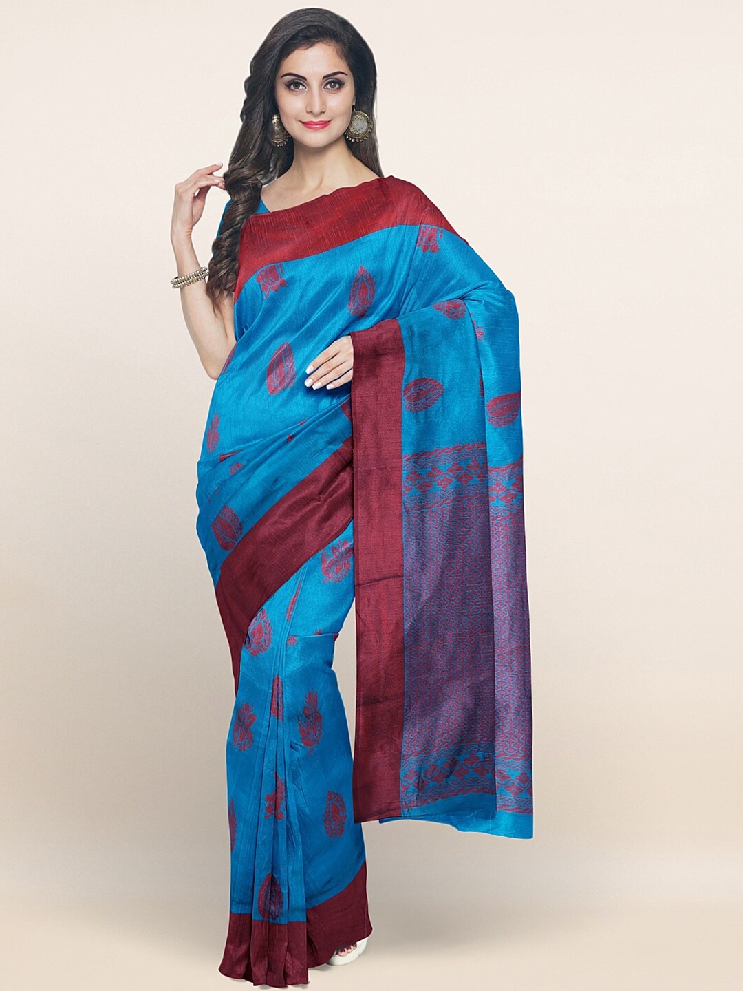 

Pothys Blue & Magenta Woven Design Silk Cotton Saree