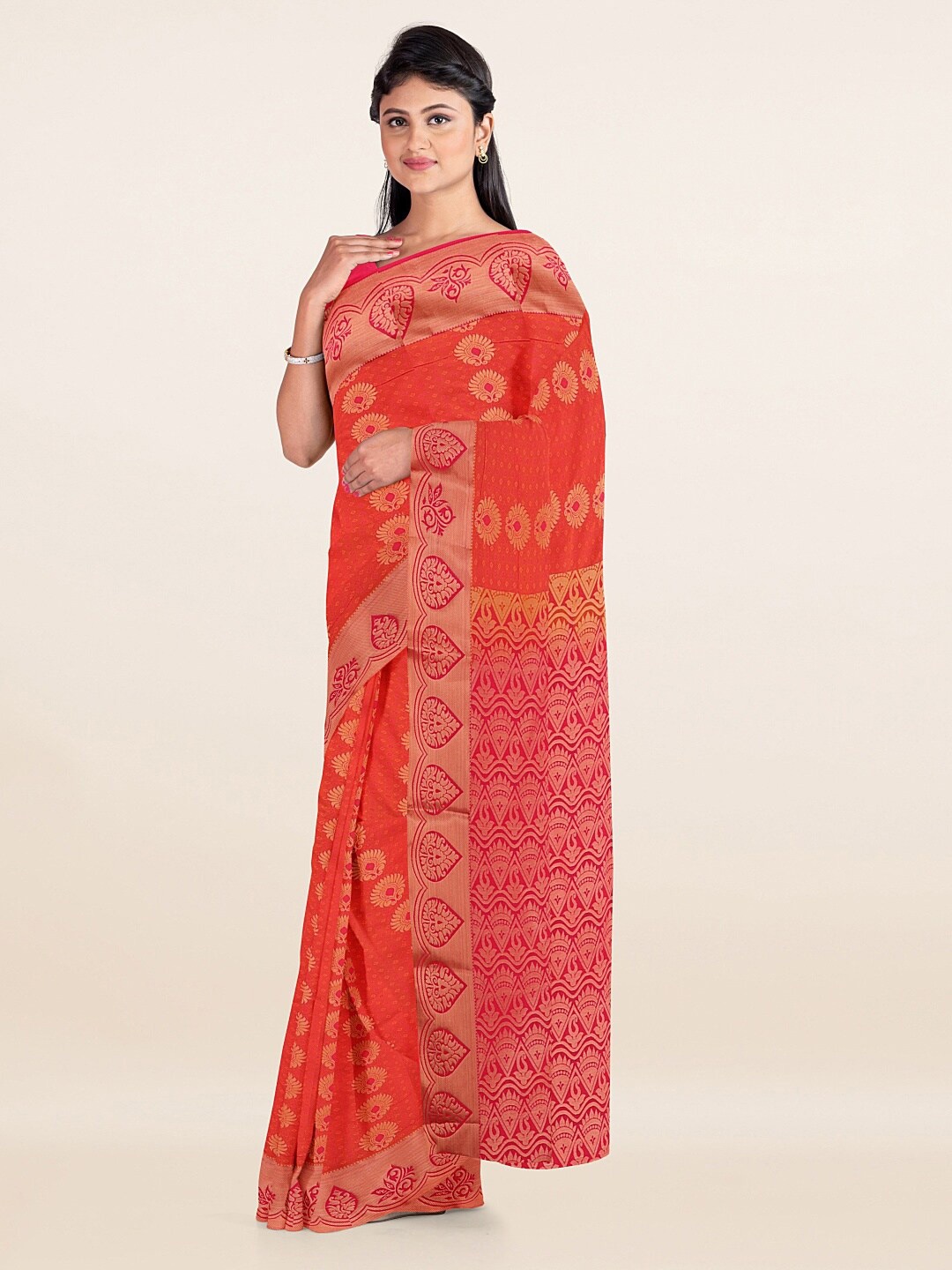 

Pothys Pink Woven Design Saree, Red