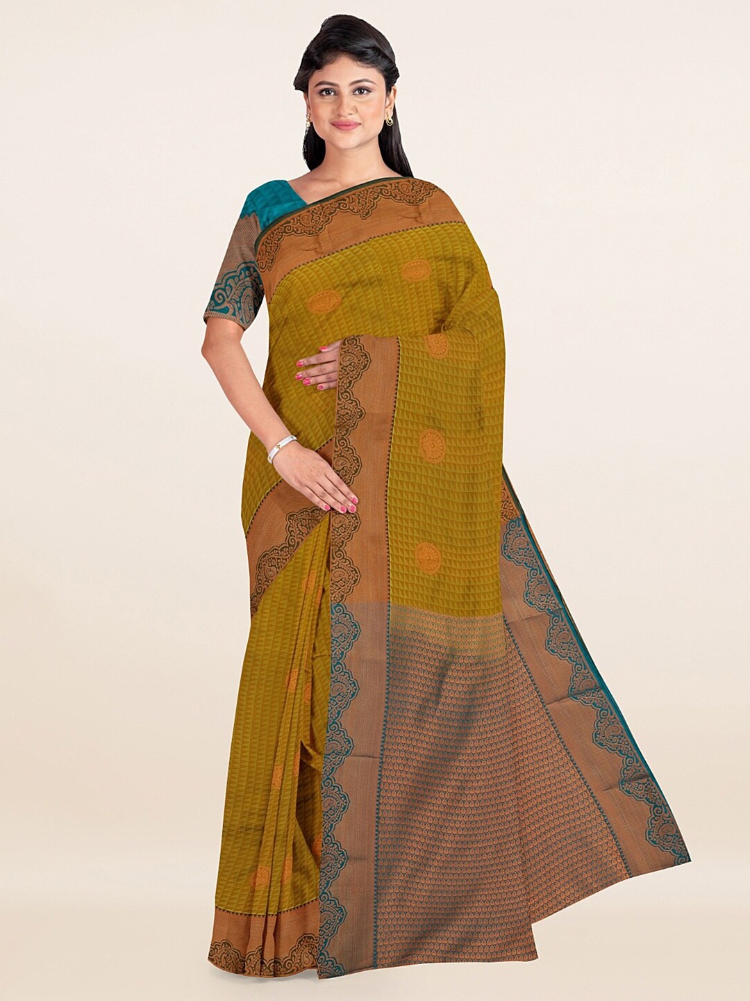 

Pothys Green Ethnic Motifs Woven Design Saree