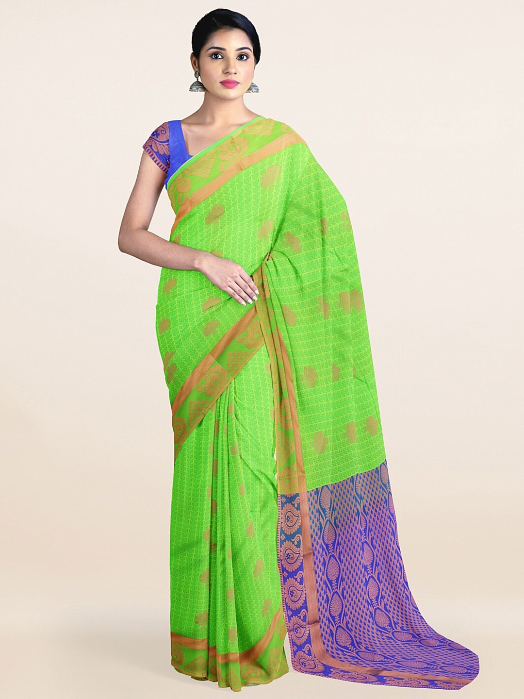 

Pothys Green & Purple Woven Design Zari Art Silk Saree