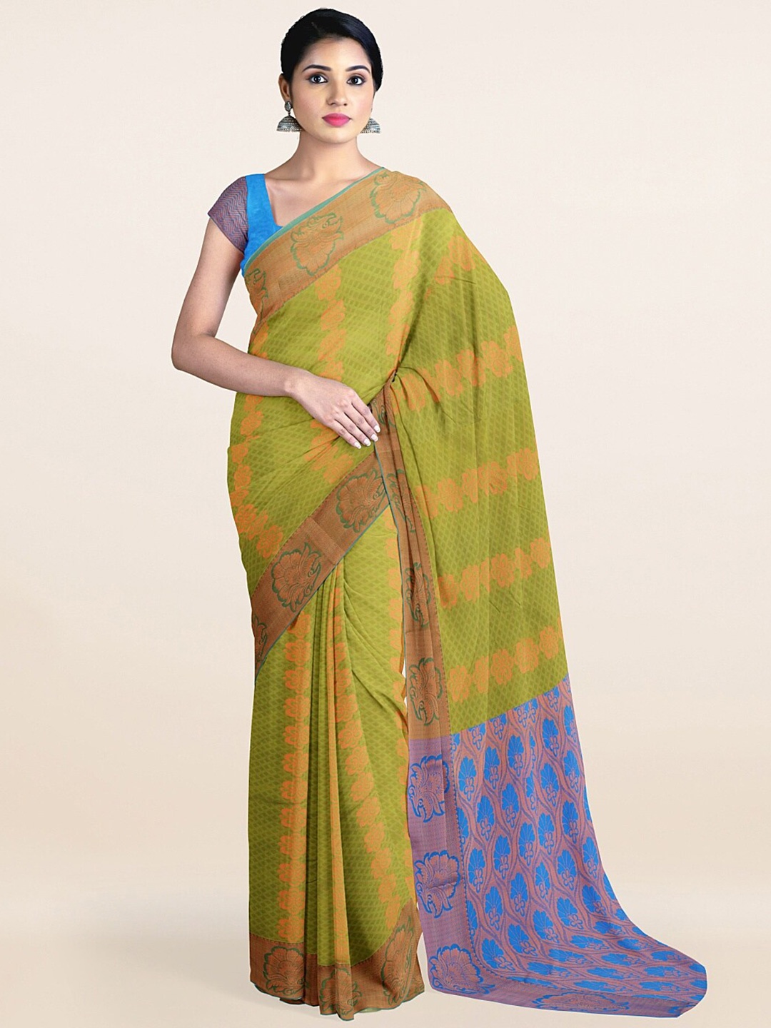 

Pothys Green Ethnic Motifs Woven Design Saree