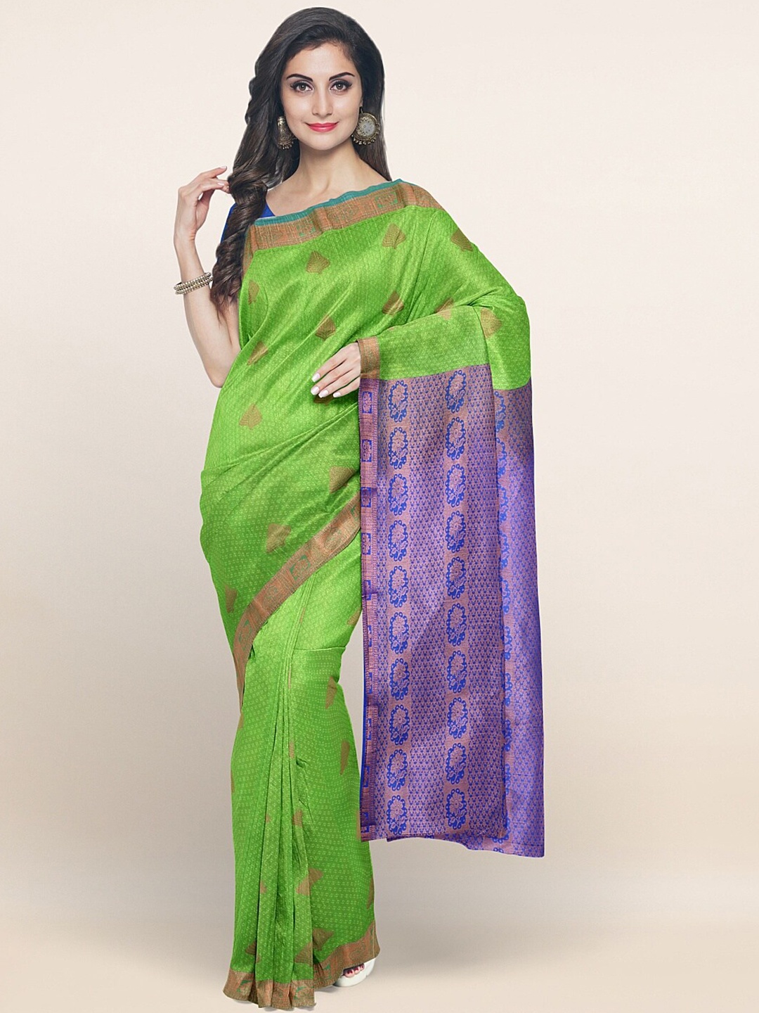 

Pothys Green & Blue Ethnic Motifs Zari Art Silk Saree