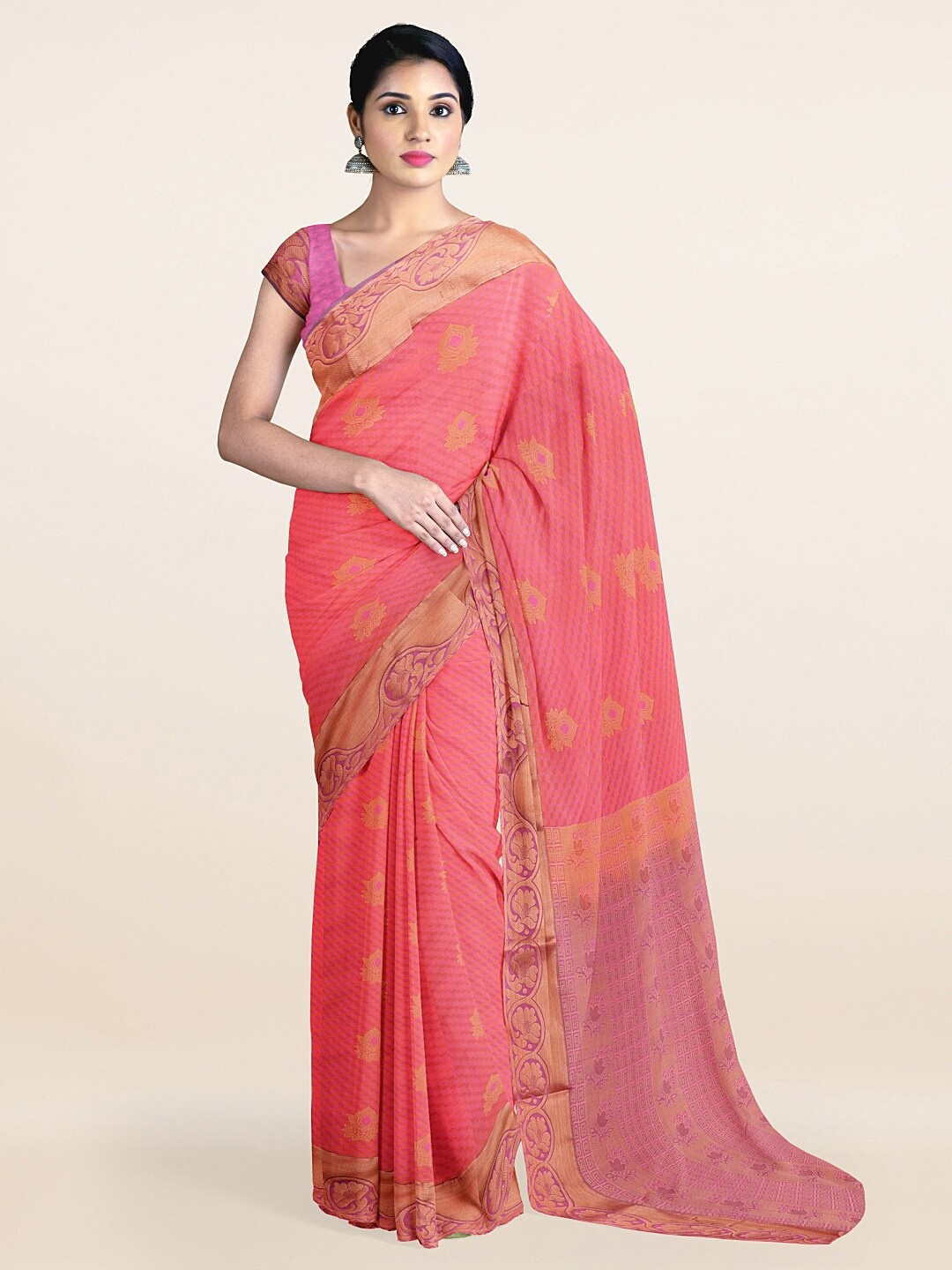 

Pothys Pink & Mauve Woven Design Zari Art Silk Saree
