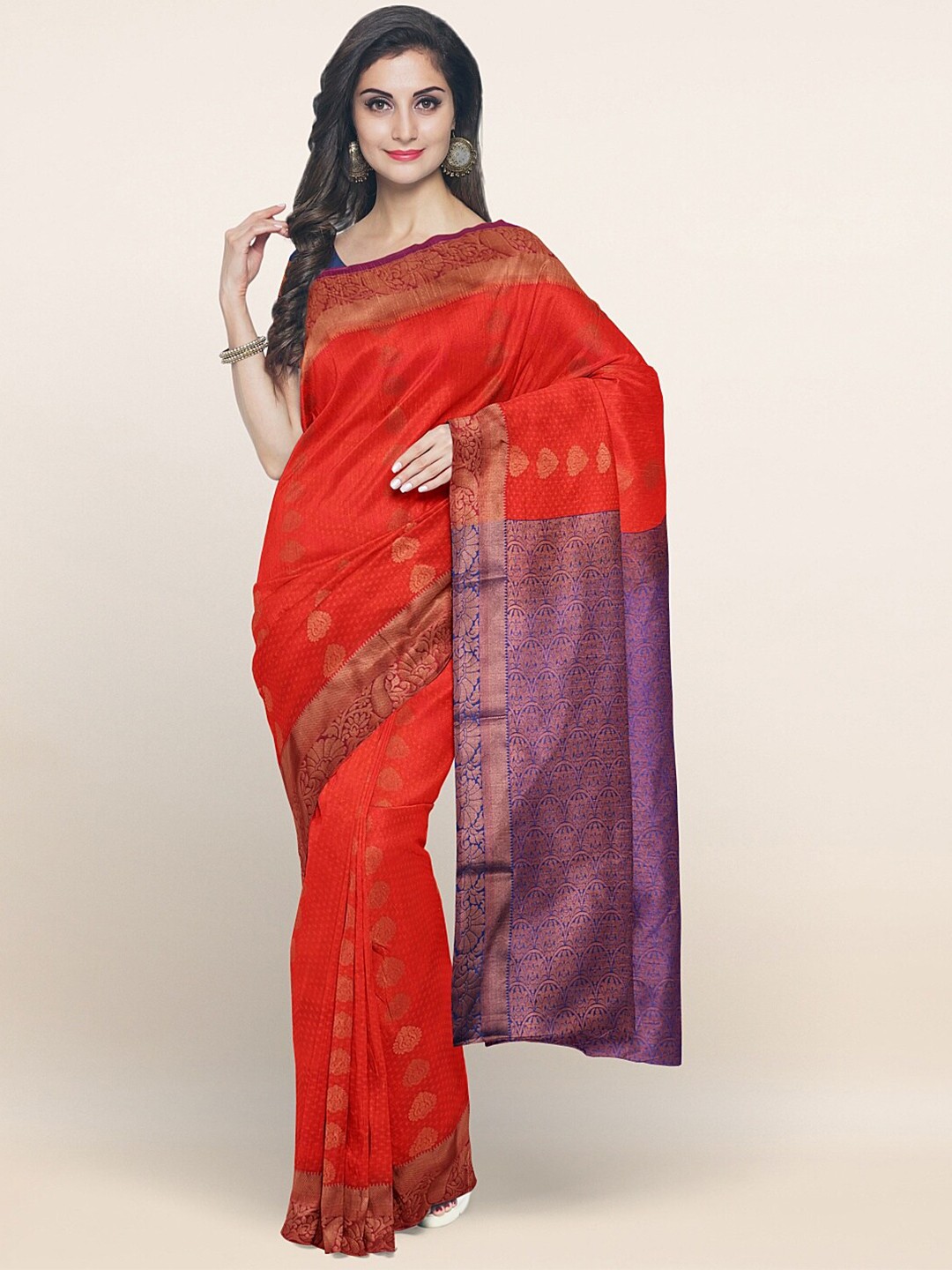 

Pothys Red & Purple Woven Design Art Silk Saree