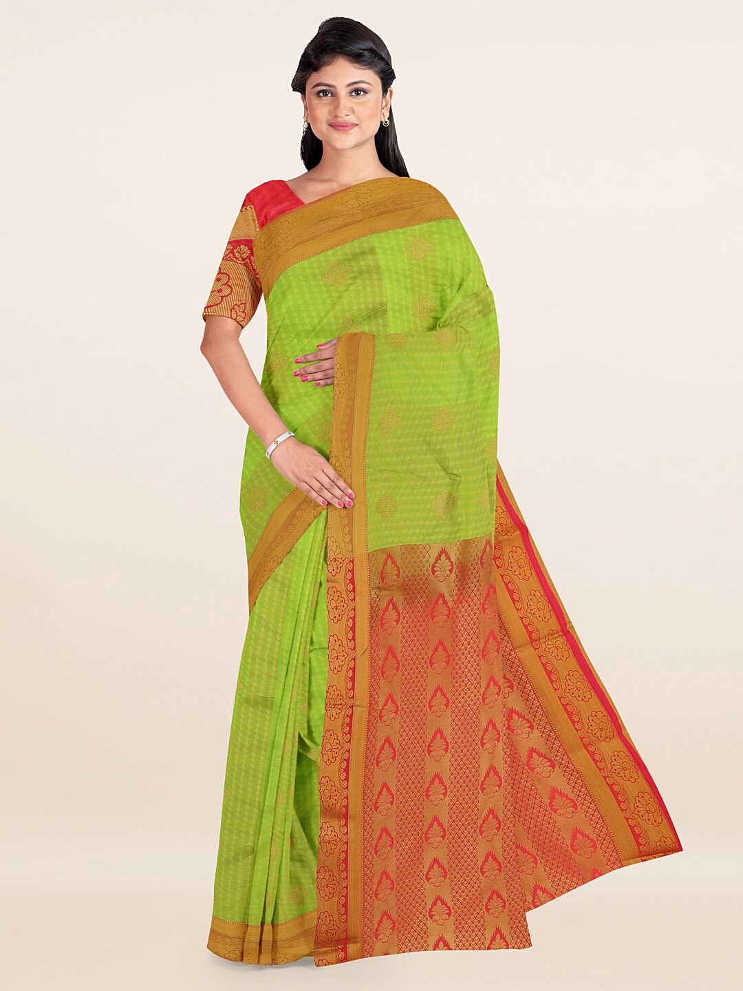 

Pothys Green Ethnic Motifs Woven Design Saree